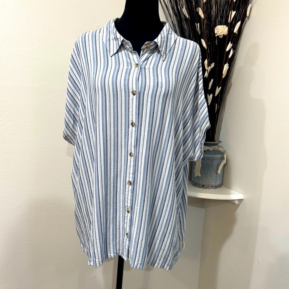 Magellan Outdoors Relaxed Shirt Blue Striped Button Down size XXL - Picture 1 of 12